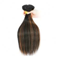 ZHENDEFA 高光发束 P1B30 直发真人发束 双色黑棕混色发束 1/3/4 束 1B30 直发束 真人发