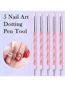 21件套美甲画笔套装，树脂调色盘，亚克力硅胶雕刻笔，点钻笔，美甲工具套装，DIY化妆展示板，适合家庭和美甲沙龙使用，粉色 - 彩色 - 查看 7