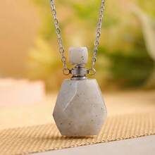 1 chiếc mặt dây chuyền hình chai nước hoa bằng đá tự nhiên, làm từ thép không gỉ, kèm đá thạch anh, thích hợp cho nữ. - Mặt dây chuyền hình chai nước hoa nhiều mặt - Xem 4