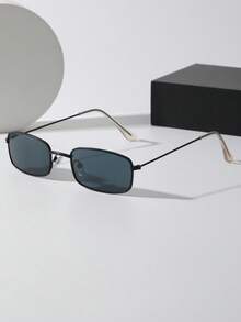 1件男士个性化金属塑料几何时尚眼镜，适合热带海滩度假、户外旅行、露营、街头拍照配饰