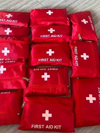 4/6pcs Mini First Aid Kit (Empty), Size 7.87x5.51 Inches, Red Cross Portable Bag, Essential Travel Medical Storage Pouch, Suitable For Storing Basic First Aid Supplies, Applicable For Home, Outdoor Travel, Office, Vehicle, Camping, Adventure And Other Occasions, Basic Emergency Equipment For Outdoor Activities, Portable And Durable.