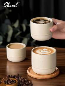 shoxil 1/2pcs Coarse Ceramic Coffee Cup, Middle Eastern Style Mug, Ceramic Water Cup, Tea Cup, Matcha Cup, Milk Tea Cup, For Home, Entertaining Guests, Coffee Shop, Dinner Party - Cup - View 2