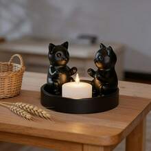 1pc Cute Cat Candle Holder, Small Cat Candle Holder, Creates Warm Atmosphere, Desktop Craft Decor, Kitty Figurine, Home Decor For Living Room/Bedroom/Study, Decorative Candle Holder [Candles Not Included]