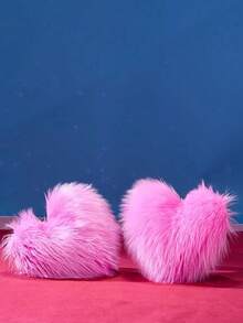 Joivida 1PC迷你心形毛绒抱枕卧室装饰沙发汽车腰枕靠垫内填充物 - 粉色 - 查看 2