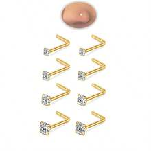 8 件/套 1.5/2/2.5/3mm 锆石鼻钉 金银色不锈钢螺丝鼻钉 女士女孩身体穿刺饰品礼品 20G - nose studs - 查看 9