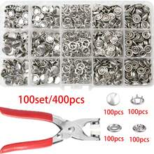 Bộ 400 nút bấm năm chấu, bộ nút bấm kim loại kèm kìm bấm và hộp đựng, dùng cho đồ thủ công DIY, quần áo, mũ, túi xách (Màu ngẫu nhiên) - Bạc - Xem 16