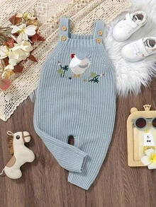 Cute Chicken Pattern Jumpsuit, Suitable For Spring, Autumn/Winter, Fit For Baby Boys And Girls - Blue - View 8