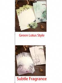 Un/Dos juegos de sobres (Un juego incluye 2 sobres chinos + 4 hojas de papel de carta), con un diseño retro de loto, incluye tarjetas de regalo, sobres de papel chinos y sobres de almacenamiento con estampado de hojas, adecuado para invitaciones de bodas, suministros de oficina y regalos para el Día de San Valentín. - color - Ver 16