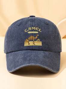 1pc Unisex Casual Baseball Cap, Vintage Washed Solid Color & Printed, Suitable For Daily Wear And Sports Matching