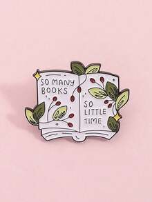 1pc Book Lover Enamel Brooch, Book-Shaped Design With Pine Tree Pattern, Lapel Pin, Badge, Can Be Used As Backpack, Clothing Accessory, Fashion Jewelry, Great Gift Item