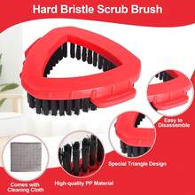 Scrub Brush For O Cedar RinseClean 2 Tank System, Ocedar Scrubber Mop Head, Spin Mop Scrub Brush Head Replacement, 1 Cleaning Clothes & 2 Pcs Hard Bristle Floor Scrub Brush For Bathroom, Kitchen, Tub - 彩色 - 查看 4