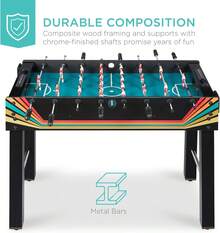 48in Competition Sized Foosball Table, Arcade Soccer Table For Home, Game Room, W/ 2 Balls, 2 Cup Holders - Black - View 2