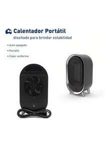 Calentador Portátil Eléctrico 900W con 2 Velocidades, Protección contra Sobrecalentamiento y Antivuelco; (10.5*13.5*24.5 cm). Bluelander - Negro - Ver 2