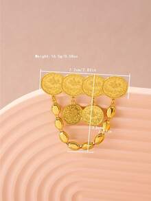 1pc Gold-Plated Women's Brooch, 4 Overlapping Circular Coin Design, Women's Scarf Clip, Arabic Luxury Accessory, Suitable For Wedding, Party, Festival, Daily Wear, Women's Gift - Butterfly - View 3