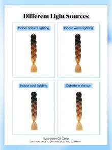 24英寸合成巨型辫子假发，蓝粉紫渐变色，适合钩针编织盒式辫子 - 彩色 - 查看 8