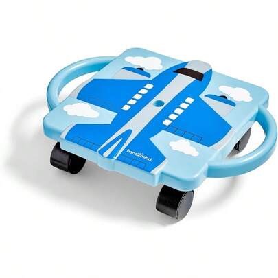 hand2mind Blue Plane Glider Scooter Board Floor Scooter Board Gross Motor Toys Exercise and Physical Education Equipment Playground Toys Indoor Active Play Toddler Outdoor Activities