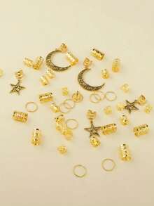 45 قطعة/مجموعة من اكسسوارات الشعر المضفر للبنات - قمر، نجمة، مشابك ضفيرة، ديكور ضفيرة عصري، قلادة معدنية، حفلة Y2K، هدية بانك، مناسبة للبنات، مهرجان موسيقي، حفلة، عطلة، سفر، تشطيب معدني، هدية - متعدد الألوان - مشاهدة 4