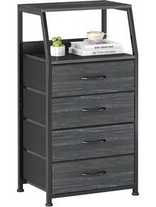 MYSTICWAVE Buros para Recamara, y Mesa De Noche con 4 Cajones, Mesita De Noche Organizadora Multifuncional, Muebles para Recamara, Sala o Clósets, Montaje Rápido 15 Min (Negro) - 1 - Ver 10