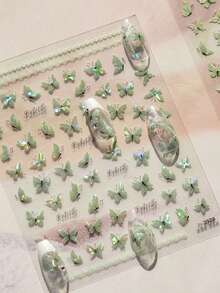 1 szt. błyszczące zielone motyle, wyjątkowe zwierzę, owad, monarcha, lot, naklejki na paznokcie, 5D, zdobienie paznokci, natura, urzekające, eteryczne, samoprzylepne paznokcie, dla kobiet, wyrafinowane, DIY, naklejki do manicure - Wielokolorowe - Zobacz 8