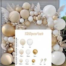 A Set Of 120 Sand-White Gold Latex Balloon Arches, Suitable For Birthday Parties, Weddings, Graduation Ceremonies, Bridal Parties, Baby Baptisms, Anniversary Celebrations, Party Decorations And Studio Landscape Decorations. - Multicolor - View 3