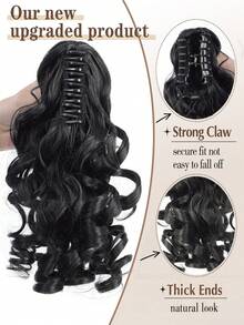 1pc Synthetic Fiber Wavy Ponytail Hair Claw Clip, Natural Looking Roman Curl Short Ponytail Hair Extension - Multicolor - View 5