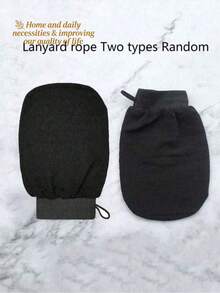 1/2只去角质身体磨砂手套，双面身体清洁巾，SPA按摩身体磨砂器，适用于去除死皮，包含多色深层清洁浴巾 - 黑色 - 查看 3