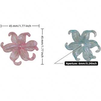 5 st akryl transparenta färgglada irisblommor pärlor DIY-pyssel för telefonberlock, penndekor, julklapp