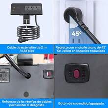 1875W Regleta Multicontacto Escritorio Múltiple con Función de Protección Contra Sobretensiones,7 Salidas Enchufe Inteligente-3AC+3A+1C,32W-PD&20W-USBC,2M Cable de Alimentación,para Oficina Hogar Dorm - Triángulo - Ver 6