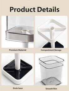 All-In-One Toothbrush Organizer With 3 Non-Slip Compartments - Holds Electric & Manual Brushes, Toothpaste & Essentials, Perfect Bathroom Countertop Declutter - 白色 - 查看 6