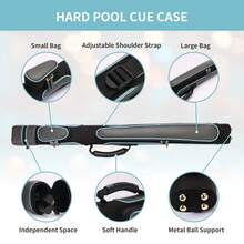 Étui de queue de billard haut de gamme fait main en PVC - Ajustement universel pour les queues 1/2 pièce, résistant aux rayures et à l'abrasion, embout de 11,5 mm, sac de rangement portable de qualité professionnelle, idéal pour les passionnés de billard - Bleu lagon - Voir 7