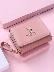 Wavhen Women's Fashion Lucky Deer Wallet Casual Multi-Function Credit Card Clutch Purse Tri-Fold Coin Cash Holder For Women Money Wallet Mini Wallet Purse Wallet Small Wallet Cute Wallet Wristlet Wallet Travel Essential Badge Holder Lanyard Id Card Holder Id Holder