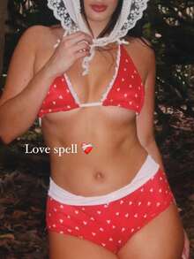 Women's 2 Piece Bikini Set Fashion Halter Neck Swimsuit With Shorts Summer Two Piece Bathing Suit - 西瓜紅 - 查看 3