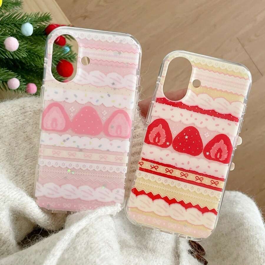 Cute Sweet Girl Series Cream Strawberry Cake Lace Bowknot Shockproof Protective Phone Cover Case For 17 16 15 14 Pro Max.Christmas Accessories.2026HOT Fall An Excellent Gift For Friends Cover De Rilakkuma Gifts Gifts For Men Girlfriend Or Boyfriend Pink Christmas 14 Cases Case For 17 Pro Max Gifts For Women 16 Pro Max Case Bear Phone Case Phone Cases 14 Y2k Phone Case - Đỏ - Xem 1