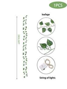 1/3/5串人造常春藤LED灯串，2米（6.56英尺）/20颗LED灯，可悬挂于绿植上，DIY树叶背景装饰灯，适用于节日、卧室墙面装饰、婚礼餐桌装饰、花园灯、花园装饰、婚礼装饰、房间装饰、生日毕业礼物
