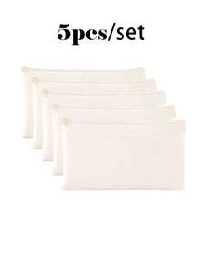 5/10/20pcs Set Blank Canvas Tote Bags For DIY Painting And Digital Printing, Portable Cosmetic Bags For Toiletries, Travel Makeup, Gifts To Express Love And Gratitude, Cute Handbag/Wallet/Snack/Gift Storage Bag With Zipper For Lipstick, Brush, Skincare, Phones, Coins, Small Items Make Up Bag - Beige - View 41