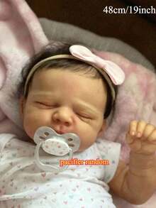 48cm 19inch Full Body Soft Vinyl Reborn Baby Doll with 3D-Paint With Visible Veins Alive Sleeping Girl Dolls Bathe Toy for Kids Birthday Gift - Muñeca con cuerpo de vinilo suave. - Ver 4
