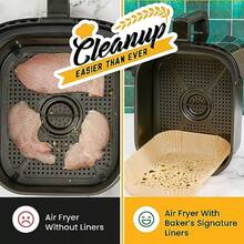 Air Fryer Liners For  Foodi Dual 125Pcs Disposable Parchment Paper For  DZ201 DZ401 Instant Pot Vortex Plus PowerXL Vortex Non-Stick And Oil Proof For Easy Cleanup By Baker's Signature - 8.6吋 x 5.5吋 矩形 + 125 - 查看 4