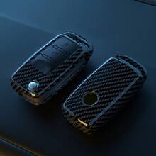 ABS碳纤维纹理汽车钥匙壳，适用于大众Polo、高尔夫、帕萨特、甲壳虫、途观、西雅特Leon、Altea、柯迪亚克 - 碳纖色 - 查看 3
