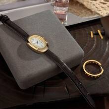 1条女士PU皮表带，合金表壳，罗马数字表盘，经典复古石英表