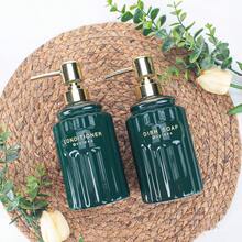 Ceramic Soap Dispenser Pump 14OZ for Bathroom and Kitchen Hand and Body Soap Refill Bottle with Gold Pump and Labels 2-Pack - Verde - Ver 5