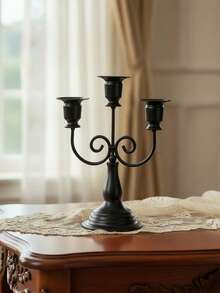 1pc/Set Vintage 3-Arm Metal Candle Holder, Simple Creative Forged Candle Stand, Suitable For Wedding, Family Gathering, Party, Proposal Ceremony And Dining Table Decor, Can Be Used As Centerpiece Or Candle Holder Decoration, Ramadan Decor, Eid Al-Fitr Gift, Ramadan Decoration - Multicolor - View 14