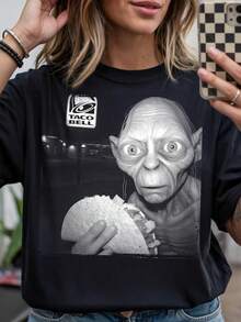 Goblin & Taco Ring  Shirt, Movie Meme Tee, Precious Taco, Movie Shirt, Golum Foodie, G - 黑色 - 查看 1
