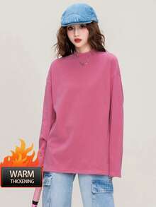 Women's Elegant Velvet Turtleneck Loose Fit Versatile Casual Sweater Top, Winter - 189 Pink - View 3