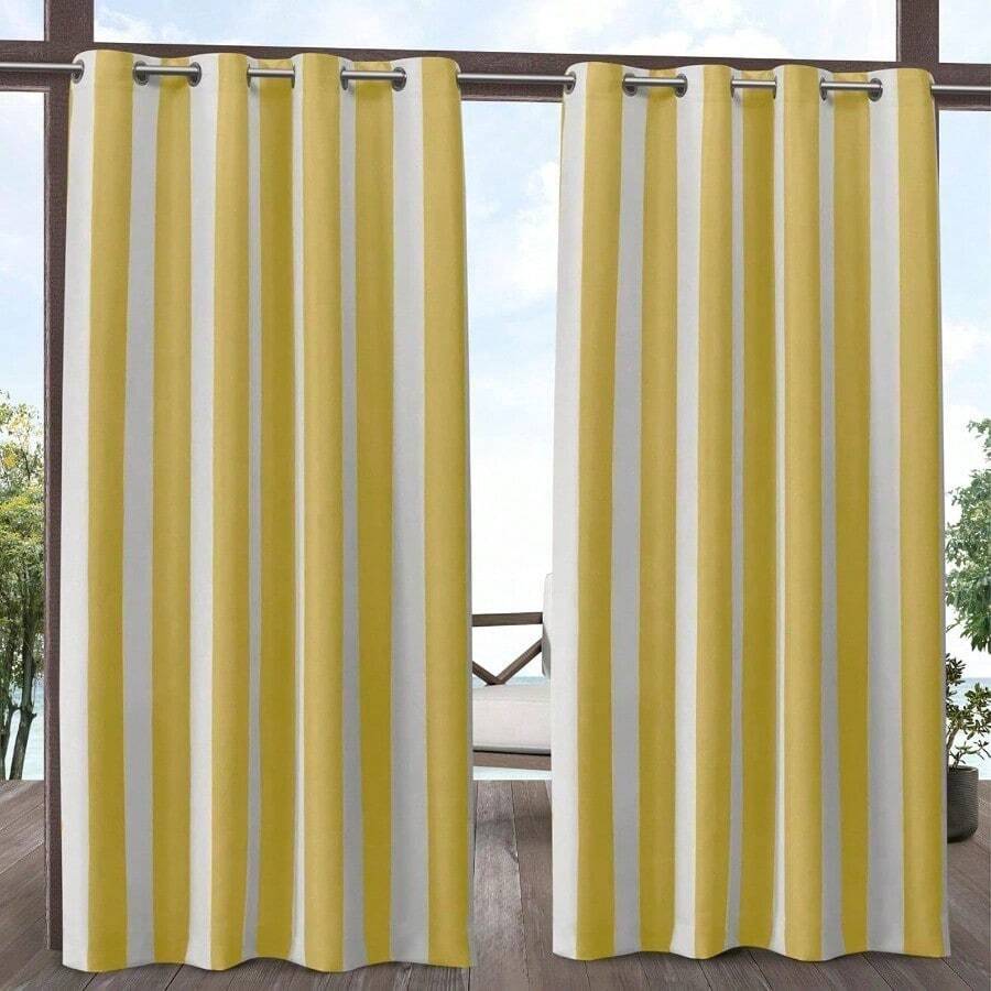 ASZX Exclusive Home - Par de Cortinas con toldo a Rayas Sunbath/White 1.37 m x 2.13 m 1 1 - Tomar el sol Blanco - Ver 1