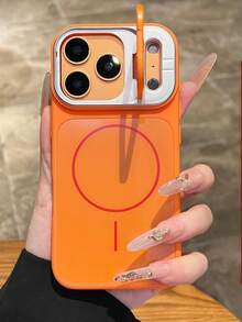 1pc Metal Camera Bracket AG Skin-Feel Original Color Magnetic Phone Case Compatible With IPhone 17 Pro Max 17 Pro 16 15 14 13 12 11 Pro Max Plus Soft TPU Back Cover