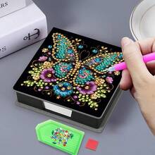 Bộ tranh đính kim cương 5D - Sổ tay/Hộp ghi nhớ họa tiết Mandala 9 ô - Quà tặng thủ công độc đáo, Bộ tranh đính kim cương, Hình tròn bất đối xứng, Quà tặng thủ công độc đáo cho bàn làm việc văn phòng và nhà - Nhiều màu - Xem 13