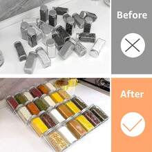 4-Tier Acrylic Spice Drawer Organizer, Modern Kitchen Spice Rack Tray Insert For Drawers, Countertops, Fits Most Spice Jars - Clear - View 6