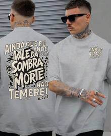 Valley Of The Shadow Of Death T-Shirt Jesus God Religion Bible Verse Psalm 23:4 100% Cotton Shirt Unisex Blouse - 灰色 - 查看 1