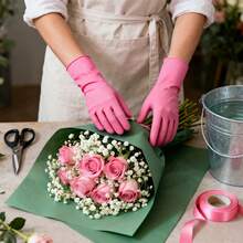 Mănuși de nitril de unică folosință, fără latex și fără pudră, roz, fără cutie de ambalare, mănuși de curățenie durabile, impermeabile, antistatice, mănuși multifuncționale, mâneci pentru degete din in, potrivite pentru vopsirea părului, înfrumusețare, pictură, meșteșuguri, curățenie casnică, bucătărie, baie, decorațiuni interioare, cadouri de sărbători, cadouri de petreceri. Mărime: S, M, L, XL - roz închis - Vizualizare 4