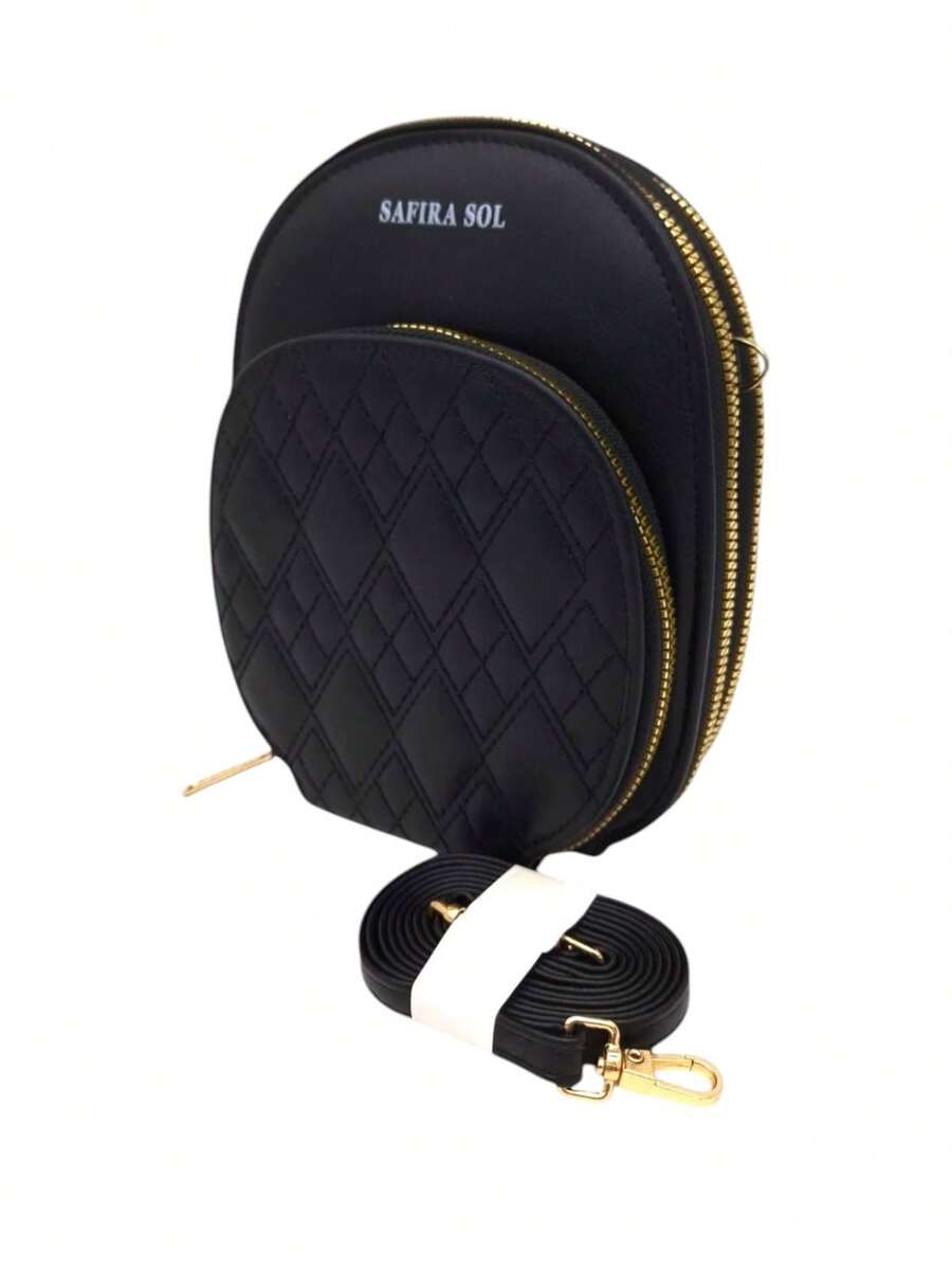 Bolsa Hombro Cruzada Bandolera Mujer Casual Juvenil, Mini Bolso para Celular Moderno Varios Compartimientos, Bolso Cruzado - Negro - Ver 1